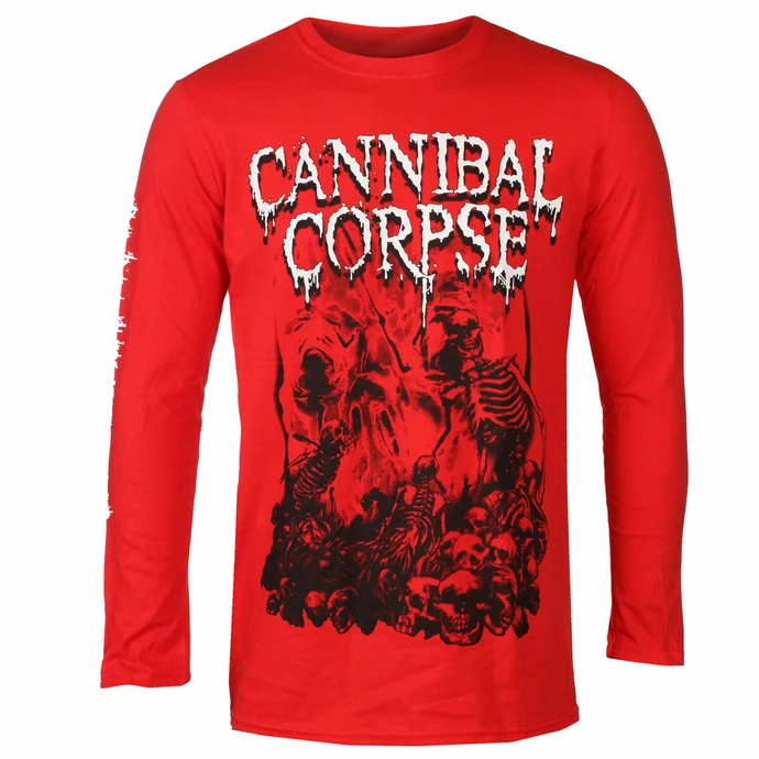Men's Long Sleeve T-shirt CANNIBAL CORPSE - PILE OF SKULLS - RED - PLASTIC HEAD 3 Men's Long Sleeve T-shirt CANNIBAL CORPSE - PILE OF SKULLS - RED - PLASTIC HEAD