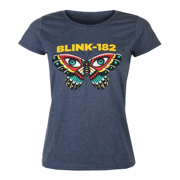 Women's T-shirt Blink 182 - Butterfly - Heather Navy 3 Women's T-shirt Blink 182 - Butterfly - Heather Navy