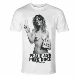 Women's T-shirt Flaming Lips Peace & Punk Rock Girl WHT - ROCK OFF