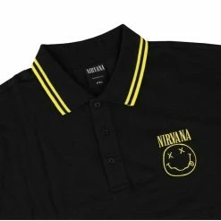 Men's T-shirt Nirvana - Yellow Smiley - Black - ROCK OFF -Cheap Gothic & Punk Shop 129680 010