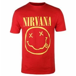 Men's T-shirt Nirvana - Yellow Smiley - RED - ROCK OFF