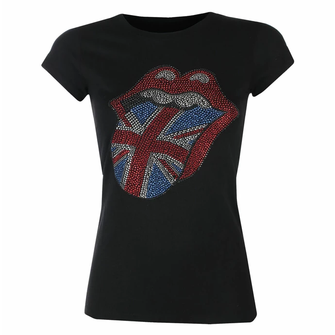 Women's T-shirt Rolling Stones - Classic UK Rhinestones - Black - ROCK OFF 3 Women's T-shirt Rolling Stones - Classic UK Rhinestones - Black - ROCK OFF