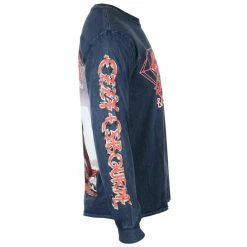 Men's Long-sleeved T-shirt DIAMOND X OZZY OSBOURNE - Mineral Wash - Navy -Cheap Gothic & Punk Shop 130788 ds006