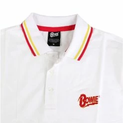 Men's T-shirt David Bowie - Flash - Logo Uni - WHT Polo - ROCK OFF -Cheap Gothic & Punk Shop 24cutoass