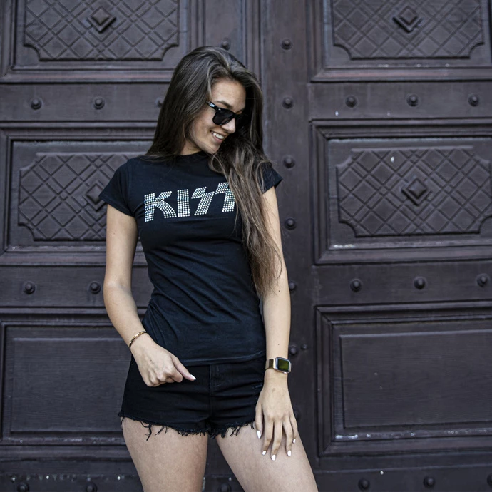 T-shirt Metal Women's Kiss - Logo Diamante - ROCK OFF 4 T-shirt Metal Women's Kiss - Logo Diamante - ROCK OFF - Image 2
