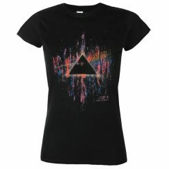 Women's T-shirt Pink Floyd - DSOTM Pink Splatter - BLACK - ROCK OFF