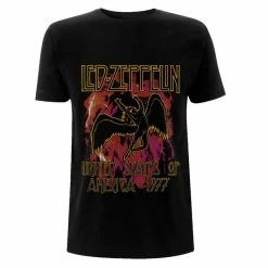T-shirt Metal Men's Led Zeppelin - Black Flames - NNM