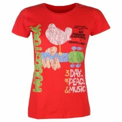 Women's T-shirt Woodstock - Vtge Classic Poster RED - ROCK OFF