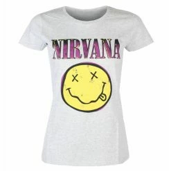 Women's T-shirt Nirvana - Xerox Smiley Pink HEATHER - ROCK OFF