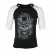 Unisex T-shirt With 3/4 Sleeve Guns N' Roses - Faded Skull - BL / WHT Raglan - ROCK OFF -Cheap Gothic & Punk Shop fss016