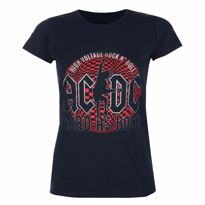 Women's T-shirt AC/DC - Hard As Rock - NAVY - ROCK OFF 3 Women's T-shirt AC/DC - Hard As Rock - NAVY - ROCK OFF