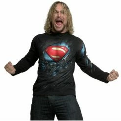 Men's T-shirt Long Sleeve SPIRAL - Superman - RIPPED - Black -Cheap Gothic & Punk Shop iidc11