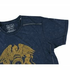 Men's T-shirt Queen - Classic Crest Snow Wash - NAVY - ROCK OFF -Cheap Gothic & Punk Shop modre 007