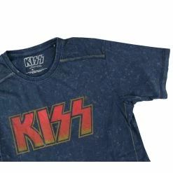 Men's T-shirt KISS - Classic Logo - Snow Wash - ROCK OFF -Cheap Gothic & Punk Shop modre 013