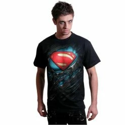 Men's T-shirt SPIRAL - Superman - RIPPED - Black -Cheap Gothic & Punk Shop rl1rjiqc