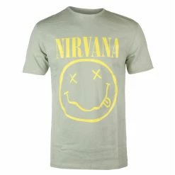 Men's T-shirt Nirvana - Yellow Smiley - GREEN - ROCK OFF
