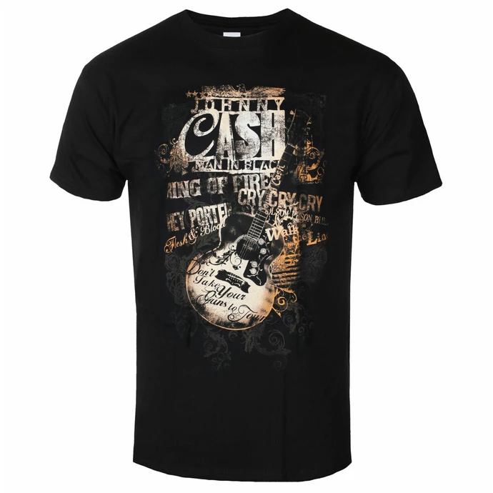 Men's T-shirt Johnny Cash - Guitar Song Titles - BLACK - ROCK OFF 3 Men's T-shirt Johnny Cash - Guitar Song Titles - BLACK - ROCK OFF
