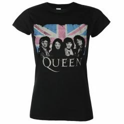 Women's T-shirt Queen - Packaged Union Jack - Black - ROCK OFF